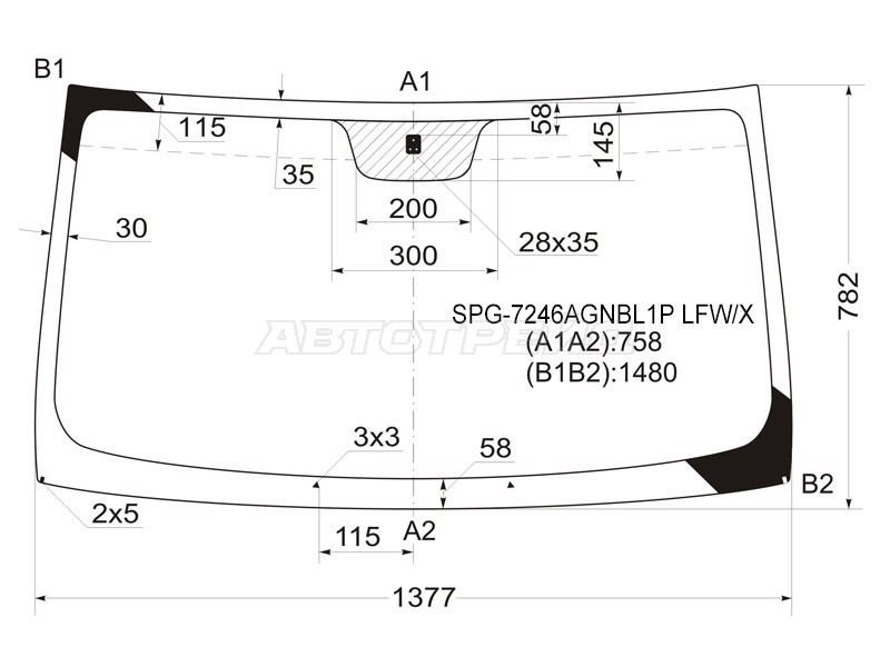 Стекло лобовое RENAULT KANGOO 97-07 (SAT: SPG-7246AGNBL1P LFW/X)