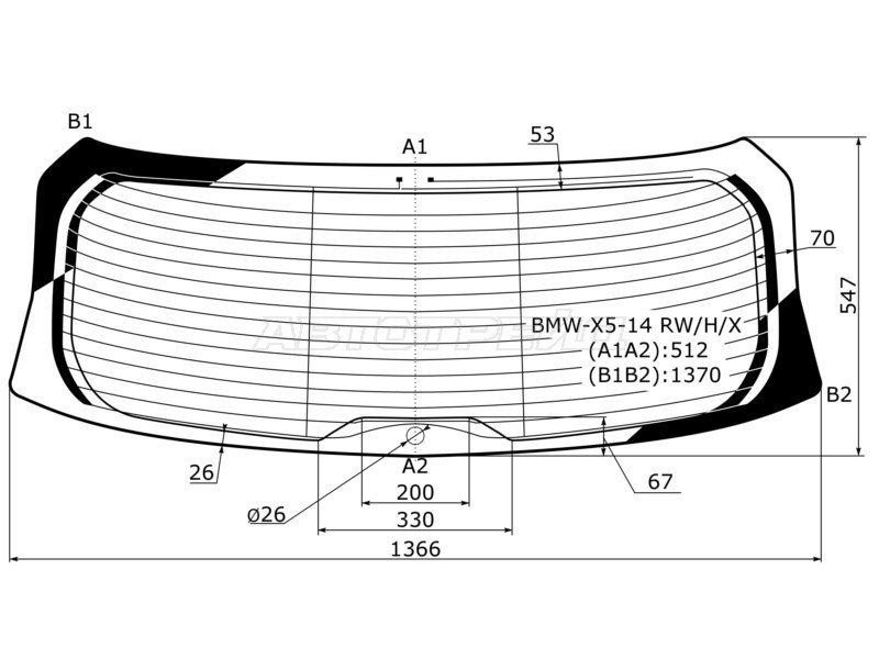 Стекло заднее (Цвет зеленый / Обогрев / Антенна) BMW X5 13-18 (XYG: BMW-X5-14 RW/H/X)
