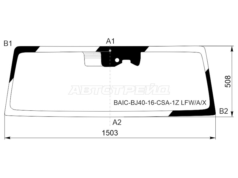 Стекло лобовое (Антенна / Камера / Датчик дождя) BAIC BJ40 16- (XYG: BAIC-BJ40-16-CSA-1Z LFW/A/X)