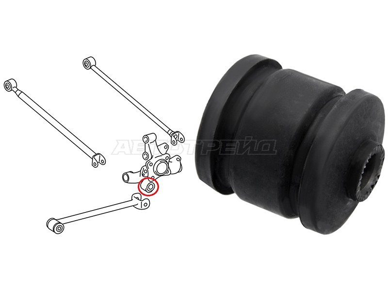 Сайлентблок задней цапфы (под продольную тягу)TOYOTA KLUGER L /V #CU25 4WD 00-07 (SAT: ST-42304-48031-U)