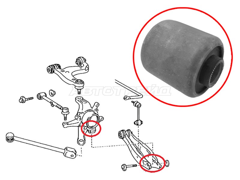 Сайлентблок задней цапфы TOYOTA CROWN /CROWN MAJESTA UZS17# /GS171 /JKS175 /JZS17# 1999-2004 (SAT: ST-42304-30070-U)