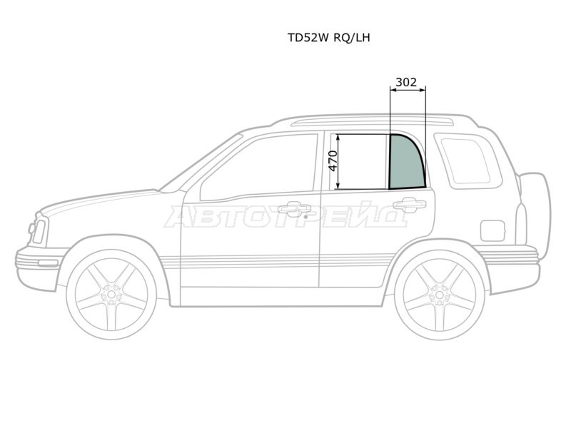 Стекло форточки (Цвет зеленый) Suzuki Escudo 97-05  / Grand Vitara 97-05  / Chevrolet Tracker 97-05  / Mazda Proceed Levante 98-99  / Suzuki Grand Escudo 00-05  / Grand Vitara XL-7 01-06 (XYG: TD52W RQ/LH)