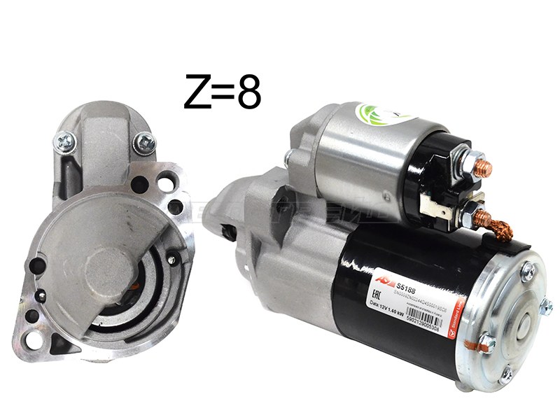 Стартер Mitsubishi ASX 10-  / Lancer 07-17  / Outlander 05-15  / Citroen C-Crosser 07-12  / Mitsubishi Delica D:5 07-19  / Galant Fortis 07-15  / Lancer Evolution 07-17  / RVR 10-12  / Peugeot 4007 07-14 (1,4 kW / Z=8) (AS-PL: S5188)