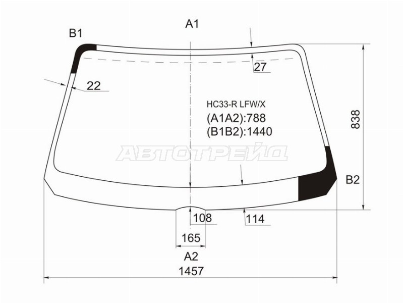 Стекло лобовое Nissan Laurel 88-92  / Leopard 92-96 (XYG: HC33-R LFW/X)