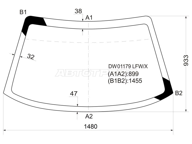 Стекло лобовое Dodge Neon 94-99 (XYG: DW01179 LFW/X)