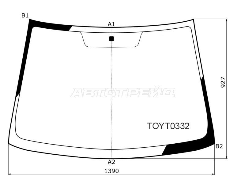 Стекло лобовое Toyota Corolla (E120) 00-07  / Corolla Fielder (E120) 00-06  / Corolla JPN (E120) 00-07  / BYD F3 05-18  / Geely Vision 08-17  / Lifan Solano 10-16  / Toyota Allex 01-06  / Corolla Runx (E120) 01-06  / Corolla USA (E130) 02-07 (KMK: TOYT0332)
