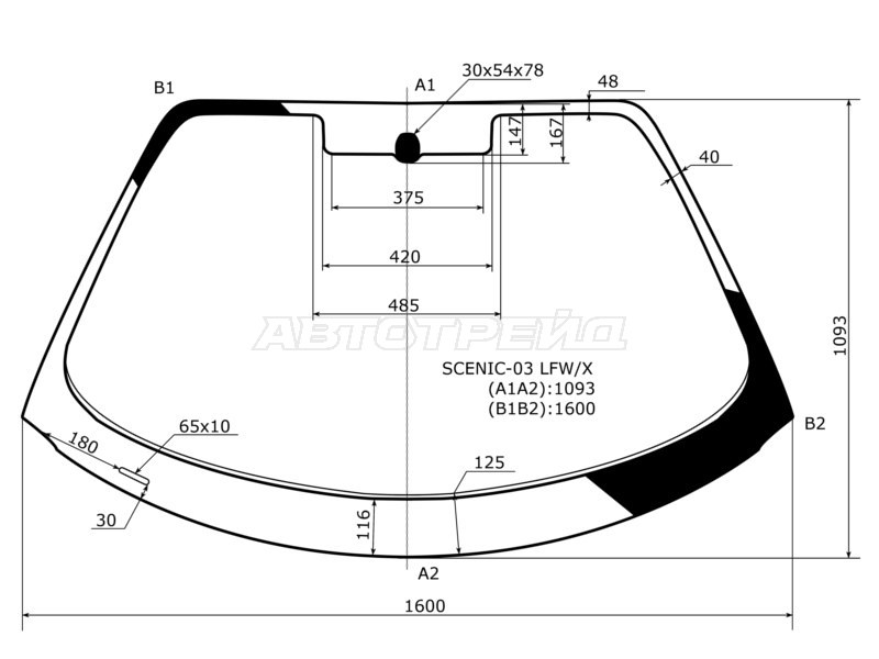 Стекло лобовое Renault Grand Scenic 04-09  / Scenic 03-09 (XYG: SCENIC-03 LFW/X)