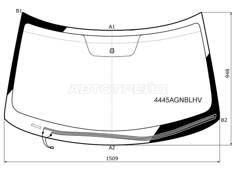 Стекло лобовое (Обогрев щеток) Kia Soul 13-19 (FUYAO: 4445AGNBLHV)