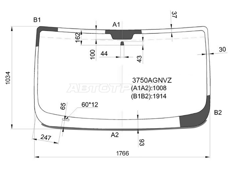 Стекло лобовое (Молдинг) Peugeot Boxer 06-  / Citroen Jumper 06-  / Fiat Ducato 06- (FUYAO: 3750AGNVZ)