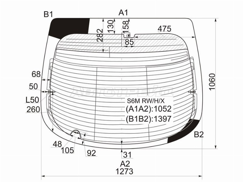 Стекло заднее (Цвет зеленый / Триплекс / Обогрев / Антенна) Acura RSX 02-04  / Honda Integra 01-06 (XYG: S6M LRW/H/X)