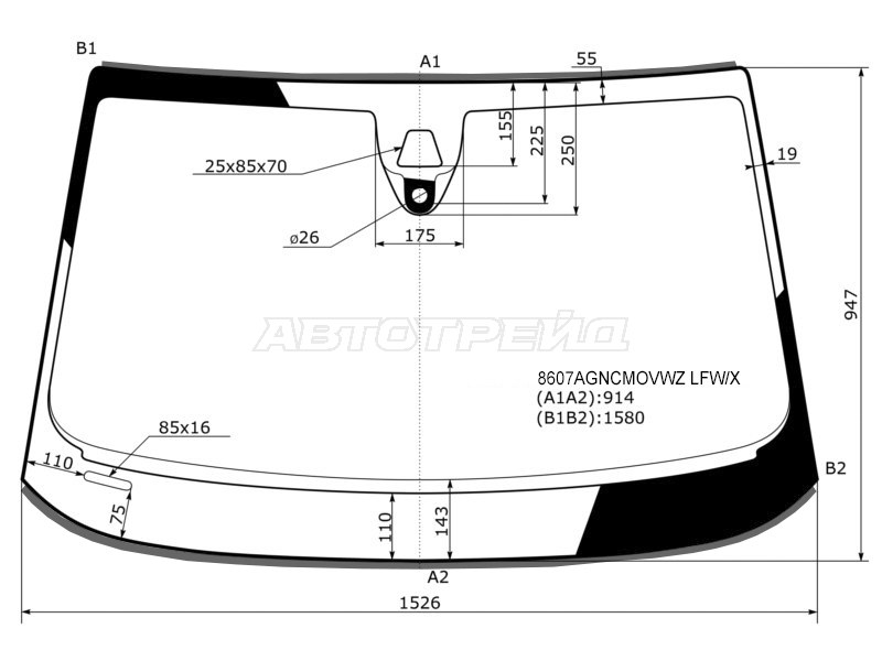 Стекло лобовое (Камера / Датчик дождя / Молдинг) Audi A8 13-17  / S8 13-17 (XYG: 8607AGNCMOVWZ LFW/X)