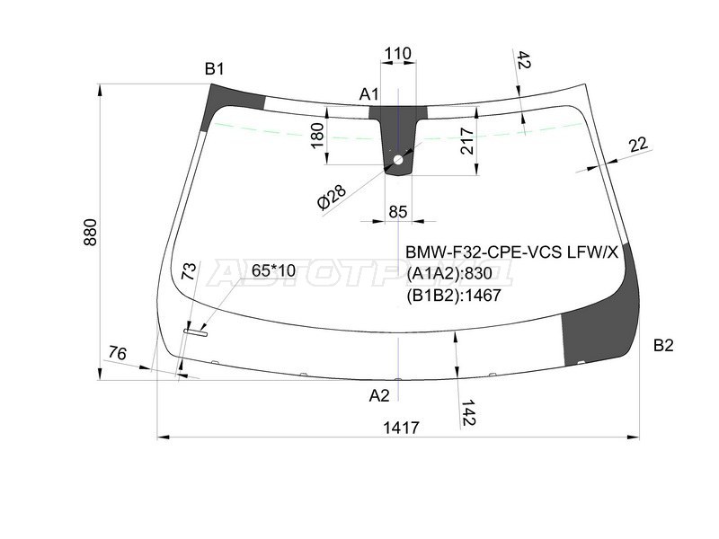 Стекло лобовое (Датчик дождя / 4D SED /2D CPE) BMW 4-Series 13-20 (XYG: BMW-F32-CPE-VCS LFW/X)