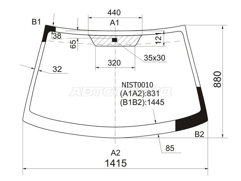 Стекло лобовое Nissan Almera 00-06  / Almera Classic 06-12  / Bluebird Sylphy 00-05 (KMK: NIST0010)