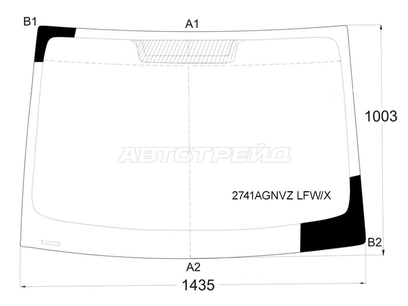 Стекло лобовое Citroen Berlingo 08-22  / Peugeot Partner 08-22  / Partner Tepee 08-18 (XYG: 2741AGNVZ LFW/X)