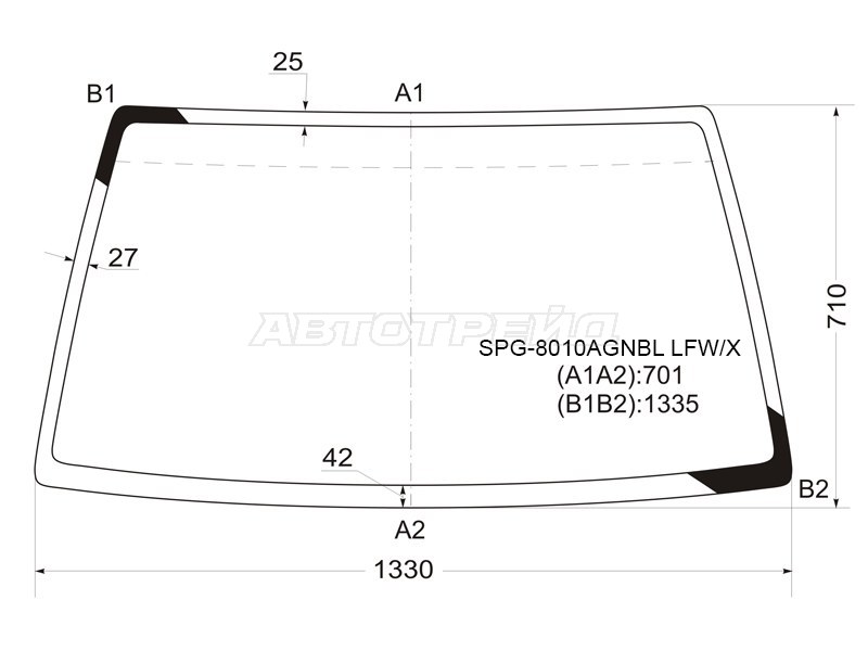 Стекло лобовое Suzuki Escudo 88-97  / Chevrolet Tracker 88-97  / Mazda Proceed Levante 96-97  / Suzuki Vitara 88-04 (SAT: SPG-8010AGNBL LFW/X)