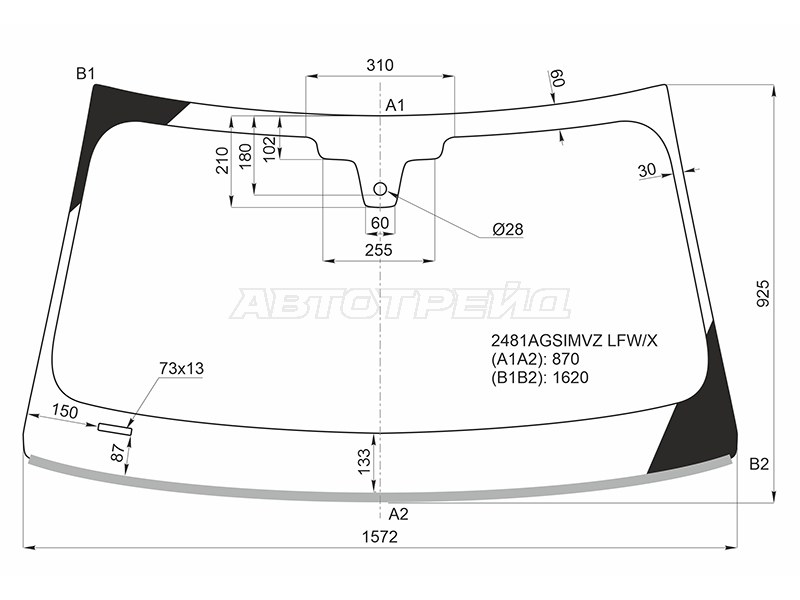 Стекло лобовое (Датчик дождя / Молдинг) BMW 7-Series 15-23 (XYG: 2481AGSIMVZ LFW/X)