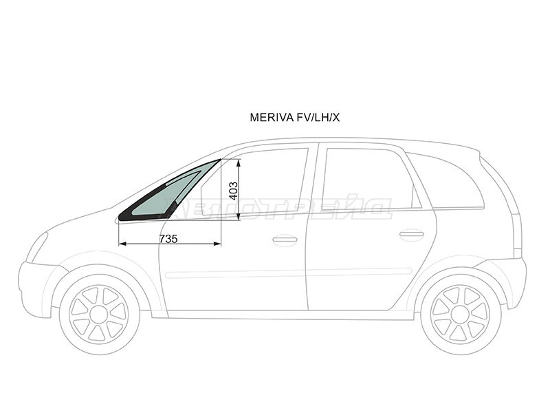 Стекло форточки (Цвет зеленый) Chevrolet Meriva 04-12  / Opel Meriva 03-10 (XYG: MERIVA FV/LH/X)