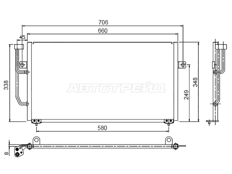 Радиатор кондиционера Mitsubishi Carisma 95-05  / Space Star 98-05  / Volvo S40 95-04  / V40 99-04 (SAT: ST-MB40-394-A0)