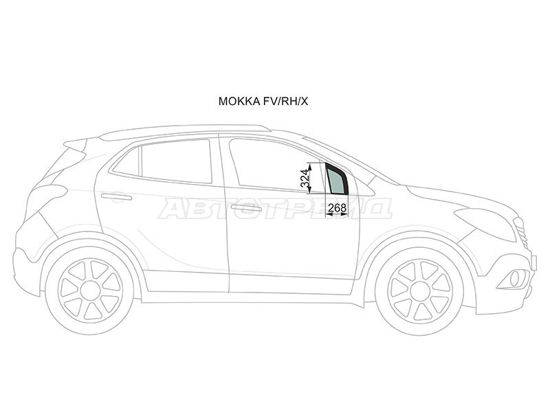 Стекло форточки (Цвет зеленый) Opel Mokka 12-19  / Buick Encore 12- (XYG: MOKKA FV/RH/X)