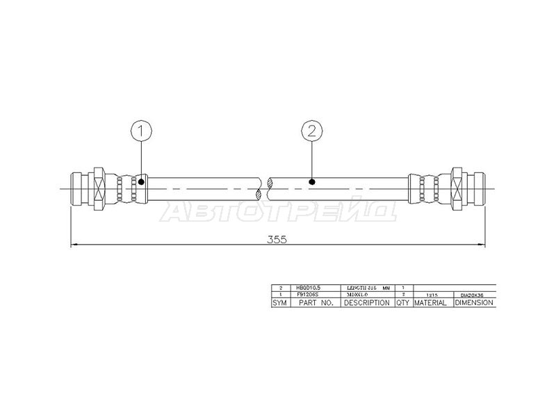 Шланг тормозной передний /задний (Таиланд) MMC DELICA SPACE GEAR /STAR WAGON /L300 /L400 86-02 LH=RH L=3 (SAT: ST-MR129724)