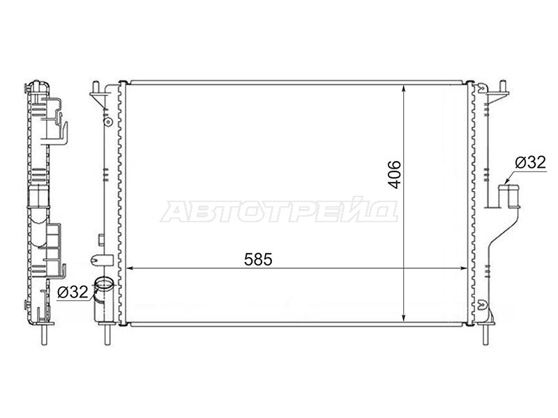 Радиатор Nissan Almera 12-19  / Renault Duster 10-21  / Logan 04-16  / Sandero 09-14  / Dacia Duster 10-17  / Logan 04-08  / Logan Mcv 08-12  / Sandero 08-12  / LADA Largus 12-21  / Largus Cross 14-21  / Renault Sandero Stepway 10-14 (SAT: SG-RN0002-08-1)