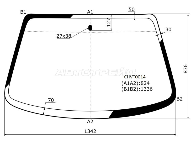 Стекло лобовое Chevrolet Lanos 05-09  / Daewoo Lanos 97-08  / ЗАЗ Шанс 05-14 (KMK: CHVT0014)