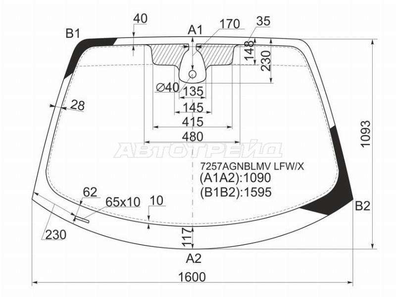 Стекло лобовое (Датчик дождя) Renault Grand Scenic 04-09  / Scenic 03-09 (XYG: 7257AGNBLMV LFW/X)