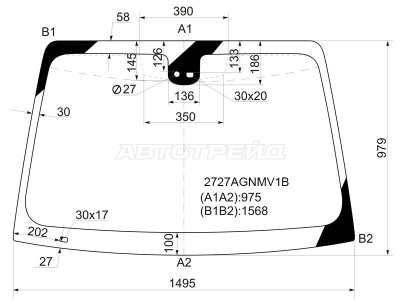 Стекло лобовое (Датчик дождя) Citroen C5 01-04 (FUYAO: 2727AGNMV1B)