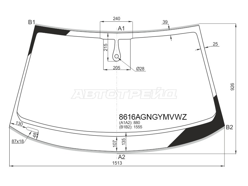 Стекло лобовое (Датчик дождя / Молдинг) Audi A6 14-18  / A6 allroad quattro 14-19  / S6 14-18 (FUYAO: 8611AGNGYMVWZ1W)