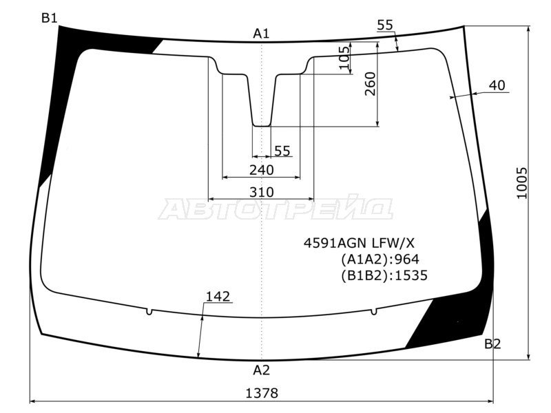 Стекло лобовое LADA XRAY 15-  / XRAY Cross 18- (XYG: 4591AGN LFW/X)