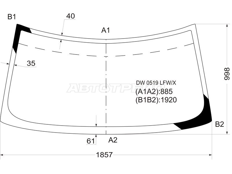Стекло лобовое Chevrolet Express 96-  / GMC Savanna 96- (XYG: DW01519 LFW/X)