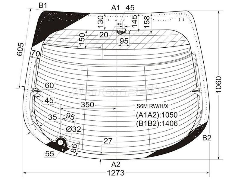Стекло заднее (Цвет зеленый / Обогрев) Acura RSX 02-04  / Honda Integra 01-06 (XYG: S6M RW/H/X)
