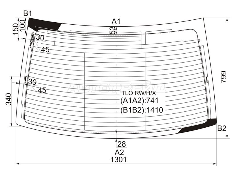 Стекло заднее (Цвет зеленый / Обогрев / Антенна) Honda Accord 08-13  / Acura TSX 08-14 (XYG: TLO RW/H/X)