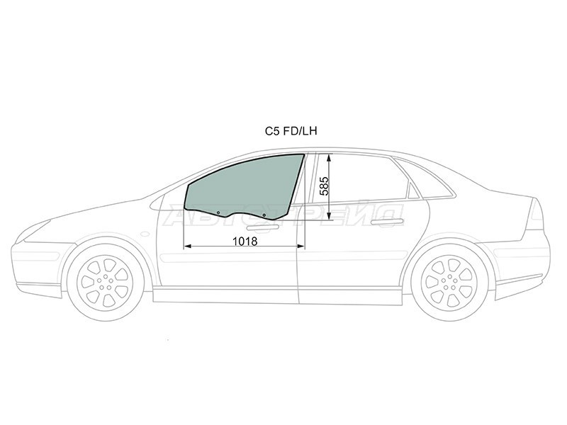 Стекло боковое опускное (Спереди / Слева / Цвет зеленый) Citroen C5 01-08 (XYG: C5 FD/LH)