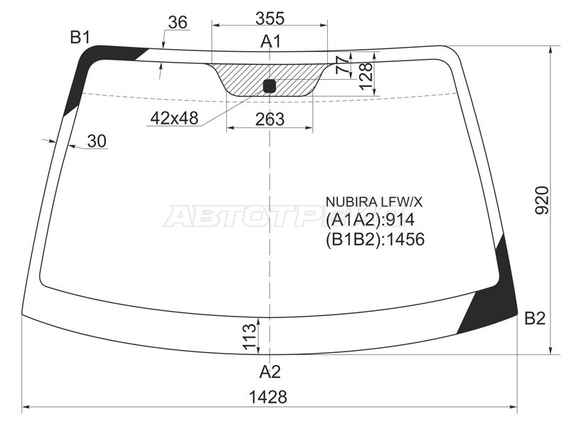 Стекло лобовое Daewoo Lacetti 04-09  / Nubira 97-03 (XYG: NUBIRA LFW/X)