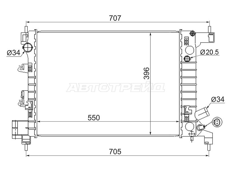 Радиатор Chevrolet Aveo 11-15  / Ravon R4 16- (SAT: SG-CV0011-3)