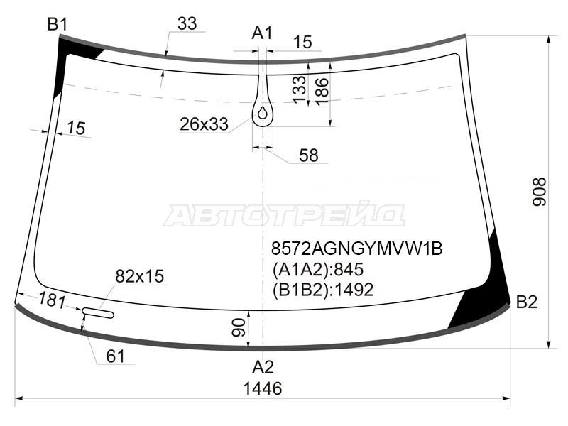 Стекло лобовое (Датчик дождя / Молдинг) Audi A4 00-09  / S4 04-08 (FUYAO: 8572AGNGYMVW1B)