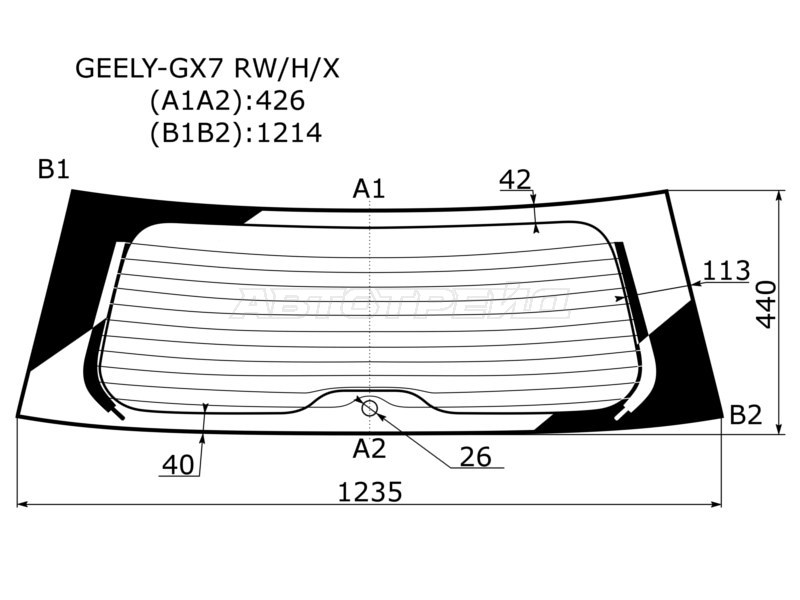 Стекло заднее (Цвет зеленый / Обогрев) Geely Emgrand X7 13- (XYG: GEELY-GX7 RW/H/X)