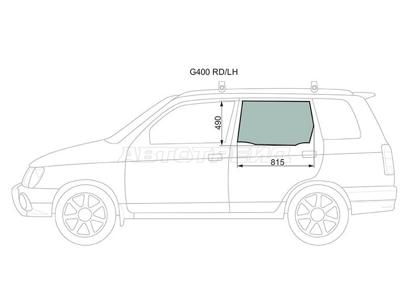 Стекло боковое опускное (Сзади / Слева / Цвет зеленый) Daihatsu Grand Move 99-04  / Pyzar 96-02 (XYG: G400 RD/LH)