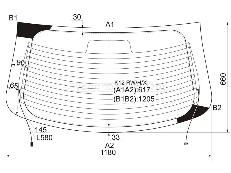 Стекло заднее (Цвет зеленый / Обогрев) Nissan March 02-10  / Micra 03-10 (XYG: K12 RW/H/X)