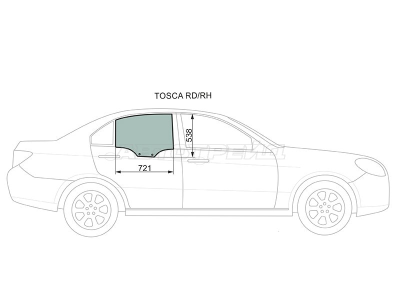 Стекло боковое опускное (Сзади / Справа / Цвет зеленый) Chevrolet Epica 06-13  / Daewoo Tosca 06-11 (XYG: TOSCA RD/RH)