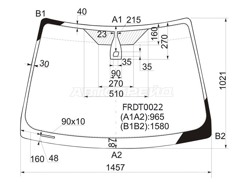Стекло лобовое (Датчик дождя) Ford Focus 04-11  / Focus RS 09-11  / Focus ST 05-10 (KMK: FRDT0022)