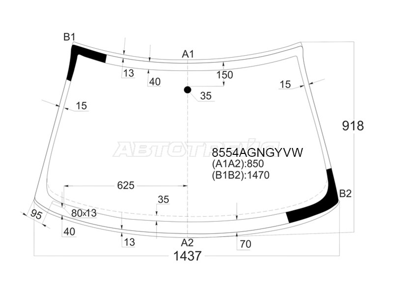 Стекло лобовое (Молдинг) Audi A3 96-03  / S3 96-03 (FUYAO: 8554AGNGYVW)