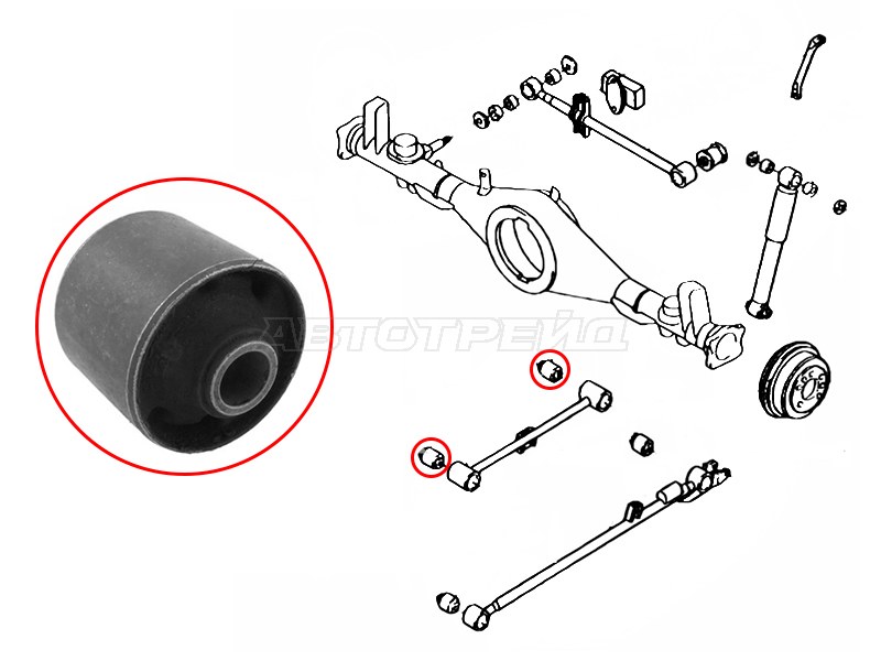 Сайлентблок задней верхней продольной тяги DAIHATSU TERIOS 97-06 /TOYOTA CAMI 99-05 (SAT: ST-48725-87402)