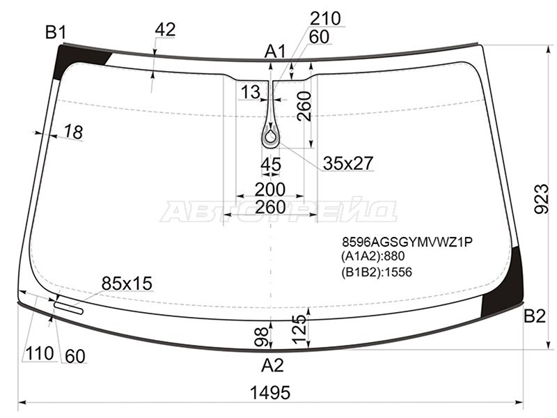 Стекло лобовое (Датчик дождя / Молдинг) Audi Q5 08-12 (PILKINGTON: 8596AGSGYMVWZ1P)