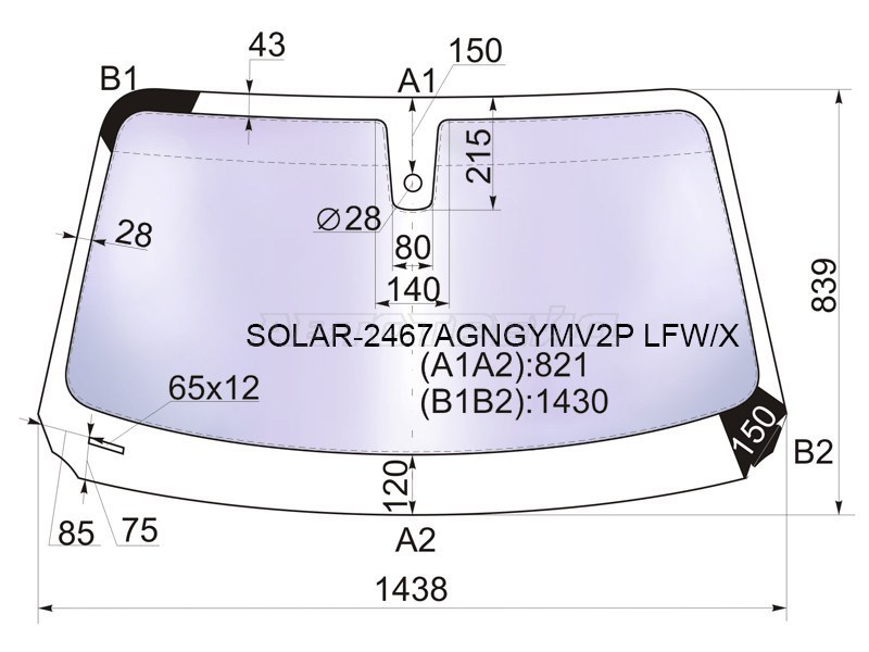Стекло лобовое (Атермальное / Датчик дождя / Молдинг) BMW 1-Series 11-19  / 2-Series 14- (XYG: SOLAR-2467AGNGYMV2P LFW/X)