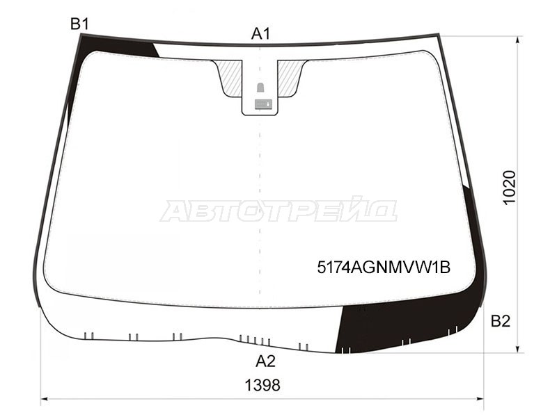 Стекло лобовое (Датчик дождя / Молдинг) Mazda 6 07-12 (FUYAO: 5174AGNMVW1B)