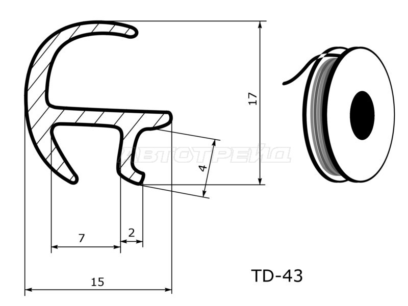Молдинг лобового стекла Renault Kerax 96-13  / Volvo FE 06-13 (SAT: TD-43)