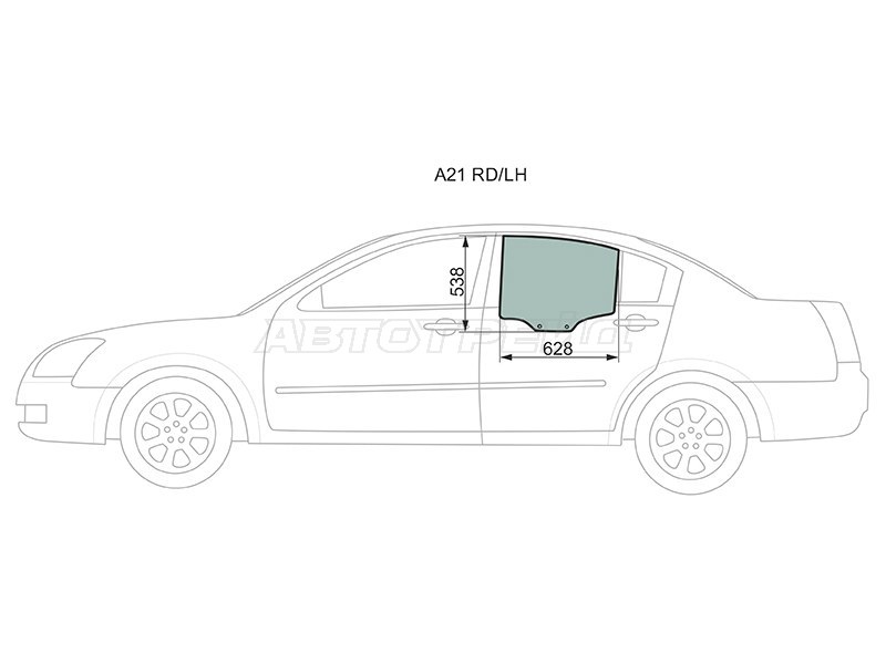 Стекло боковое опускное (Сзади / Слева / Цвет зеленый) Chery Fora A21 06-10 (XYG: A21 RD/LH)