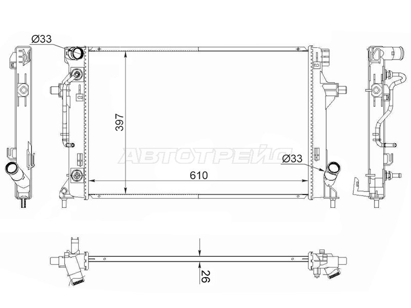 Радиатор Hyundai Elantra 15-20  / Kia Cerato 18-  / Hyundai i30 16-20  / Kia Forte 18- (SAT: SG-HY0012-1)